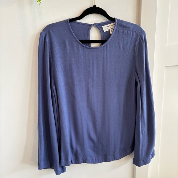 Anthropologie Cloth & Stone Women's Bell Sleeve Indigo Blue Women's Top Size XS - Picture 2 of 8